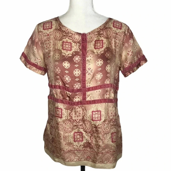 JOHNNY WAS Art To Wear Bandana Geometric Abstract Artsy Popover Blouse - Picture 4 of 11